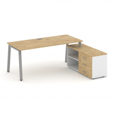 Style Project Direct Стол письменный с греденцией правой SN-6A.SRG-016.M(R) Тиквуд Светлый/Белый/Тик