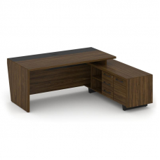 Corner Стол руководителя с тумбой COR.SRT-20 (R) Орех Лоренцо/Графит/Металл Графит 2000*1800*750