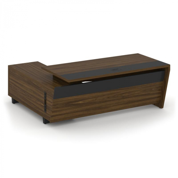 Corner Стол руководителя с тумбой COR.SRT-20 (R) Орех Лоренцо/Графит/Металл Графит 2000*1800*750