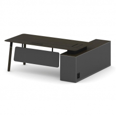 Fresco Стол руководителя FR.SR-20 (L) Дуб Темный/Базальт UM/Металл Черный/Нерж. Сталь 2000*1798*750