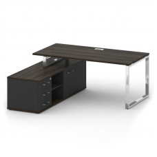 Шифт Стол руководителя с опорной греденцией, левый SK.SRG-180 (L) Дуб Мали/Антрацит NEW 1800*1800*75