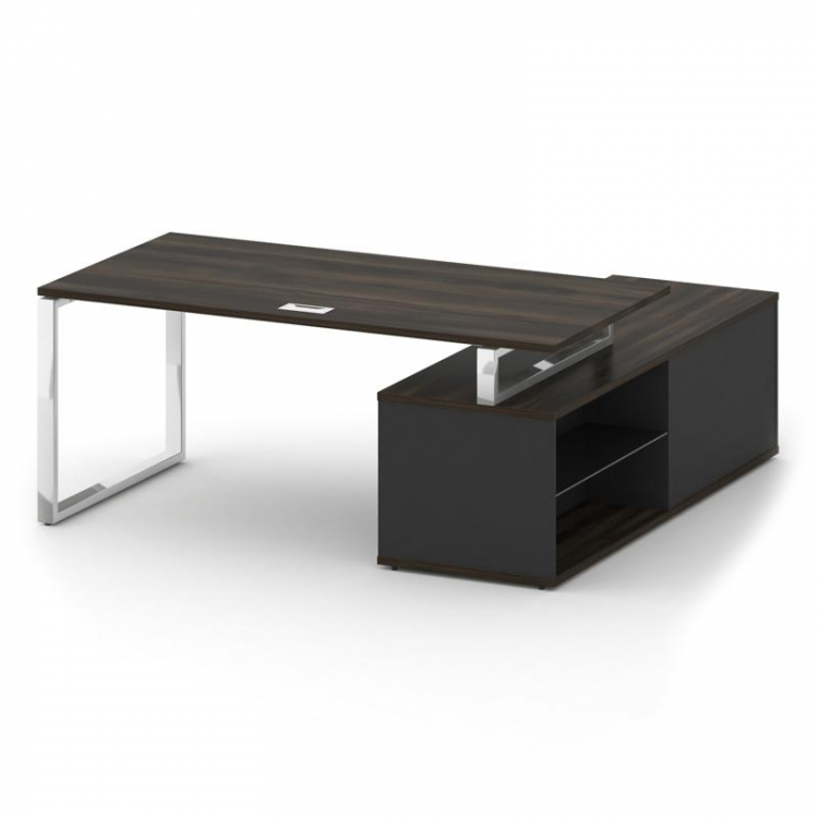 Шифт Стол руководителя с опорной греденцией, левый SK.SRG-180 (L) Дуб Мали/Антрацит NEW 1800*1800*75