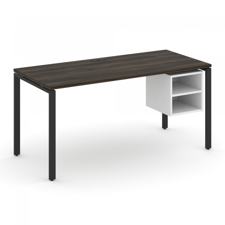 Concept Стол рабочий с подвесной тумбой с 2 открытыми нишами CN.SP-108 Дуб Мали/Белый Бриллиант/Мета