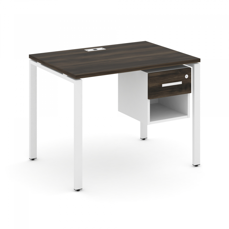 Concept Стол рабочий с подвесной тумбой 1 открытой нишей и одним ящ. CN.SP-117 W Дуб Мали/Белый Брил