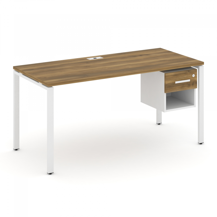 Concept Стол рабочий с подвесной тумбой 1 открытой нишей и одним ящ. CN.SP-120 W Сандал Янтарный/Бел