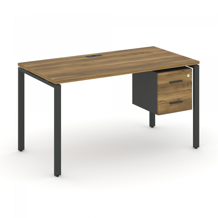 Concept Стол рабочий с подвесной тумбой с 2 ящ. CN.SP-114 A Сандал Янтарный/Антрацит/Металл Антрацит