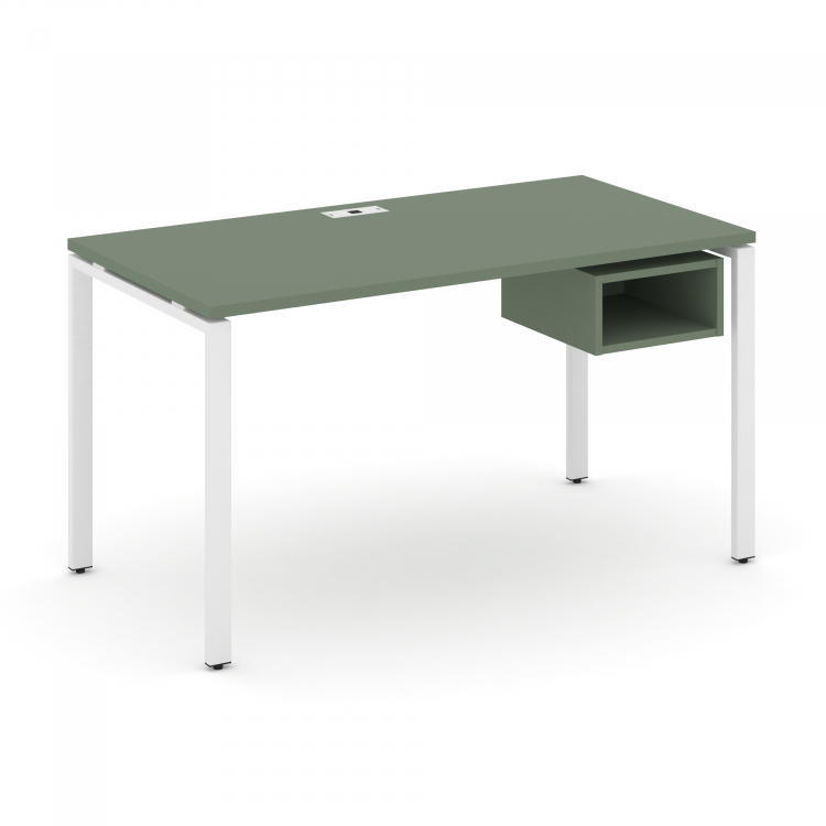 Concept Стол рабочий с подвесной тумбой с 1 открытой нишей CN.SP-103 Кобо/Металл Белый 1380*720*750