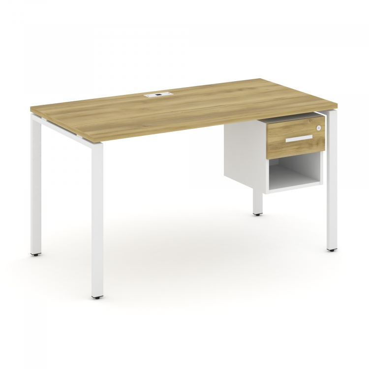 Concept Стол рабочий с подвесной тумбой 1 открытой нишей и одним ящ. CN.SP-119 W Дуб Винченцо/Белый