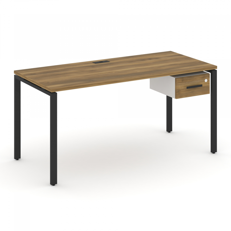 Concept Стол рабочий с подвесной тумбой с одним ящ. CN.SP-112 B Сандал Янтарный/Белый Бриллиант/Мета