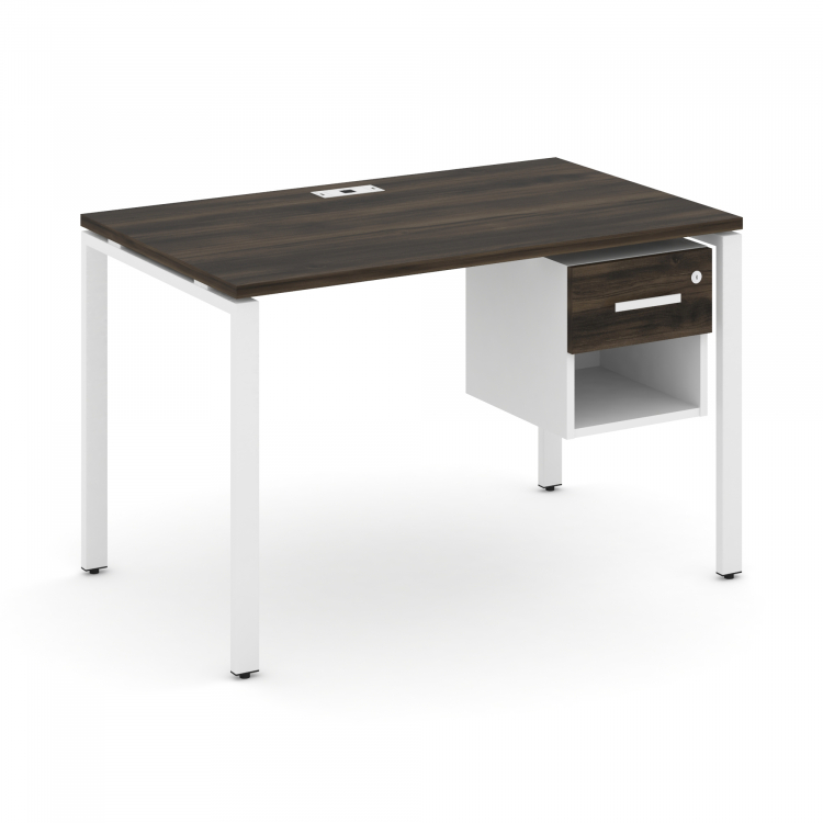 Concept Стол рабочий с подвесной тумбой 1 открытой нишей и одним ящ. CN.SP-118 W Дуб Мали/Белый Брил