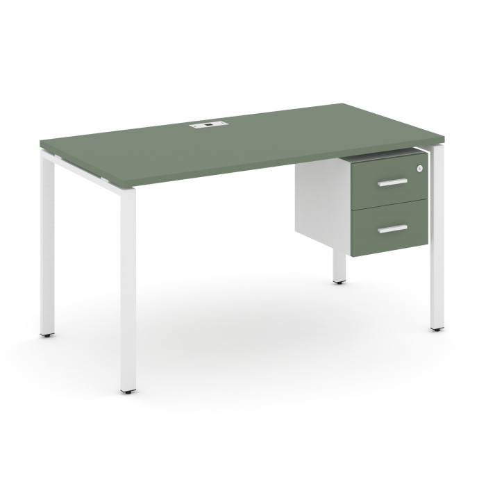 Концепт Стол рабочий с подвесной тумбой с 2 ящ. CN.SP-113 W Кобо/Белый Бриллиант/Металл Белый 980*72