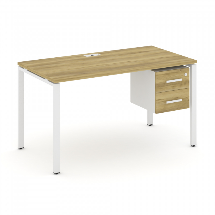 Concept Стол рабочий с подвесной тумбой с 2 ящ. CN.SP-115 W Дуб Винченцо/Белый Бриллиант/Металл Белы