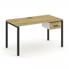 Concept Стол рабочий с подвесной тумбой с одним ящ. CN.SP-111 B Дуб Винченцо/Белый Бриллиант/Металл