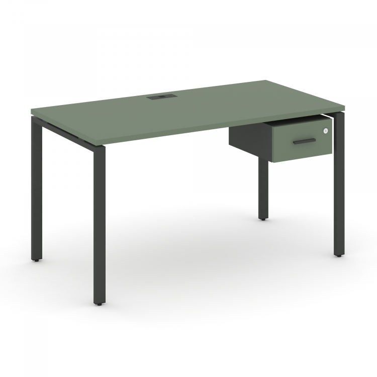 Concept Стол рабочий с подвесной тумбой с одним ящ. CN.SP-111 A Кобо/Антрацит/Металл Антрацит 1380*7