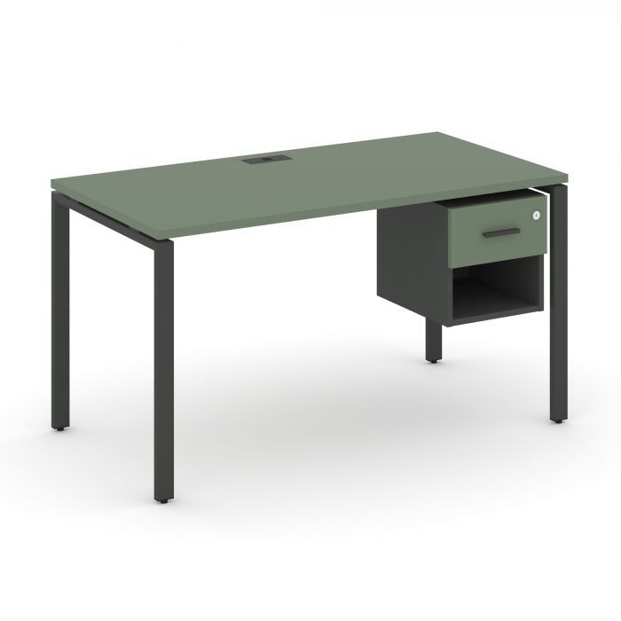 Concept Стол рабочий с подвесной тумбой 1 открытой нишей и одним ящ. CN.SP-118 A Кобо/Антрацит/Метал