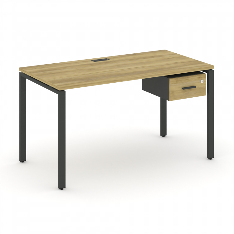 Concept Стол рабочий с подвесной тумбой с одним ящ. CN.SP-112 A Дуб Винченцо/Антрацит/Металл Антраци