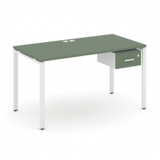 Concept Стол рабочий с подвесной тумбой с одним ящ. CN.SP-112 W Кобо/Белый Бриллиант/Металл Белый 15