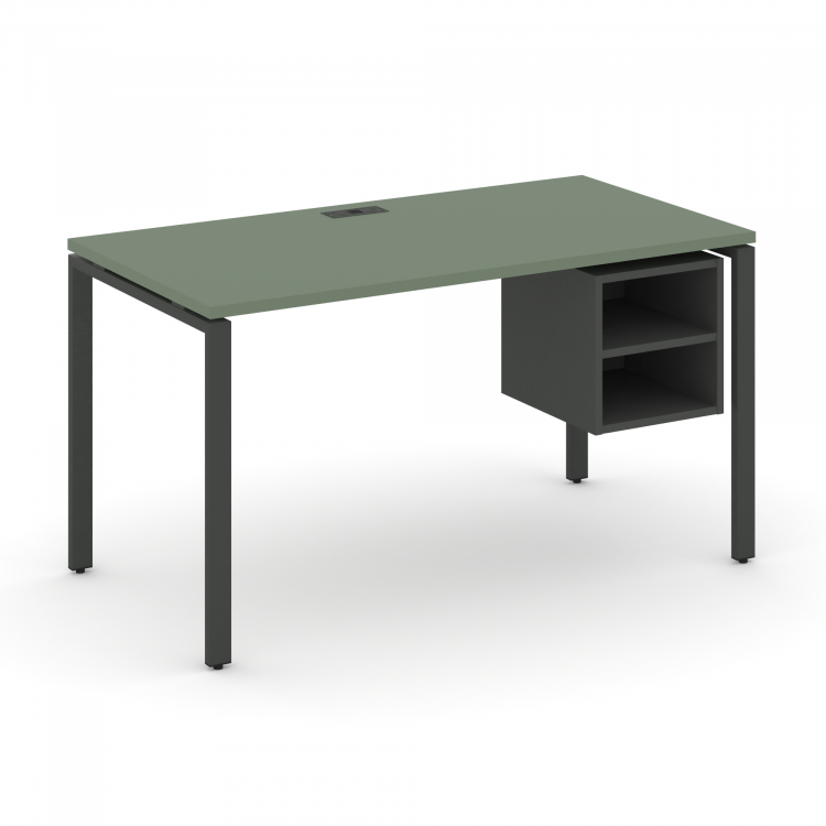 Concept Стол рабочий с подвесной тумбой с 2 открытыми нишами CN.SP-107 Кобо/Антрацит/Металл Антрацит