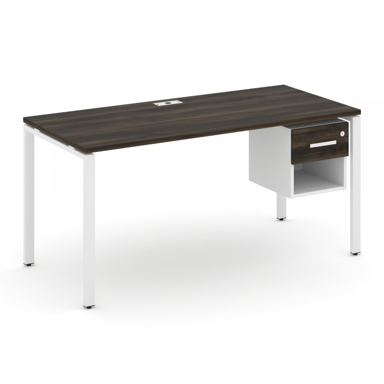 Concept Стол рабочий с подвесной тумбой 1 открытой нишей и одним ящ. CN.SP-120 W Дуб Мали/Белый Брил