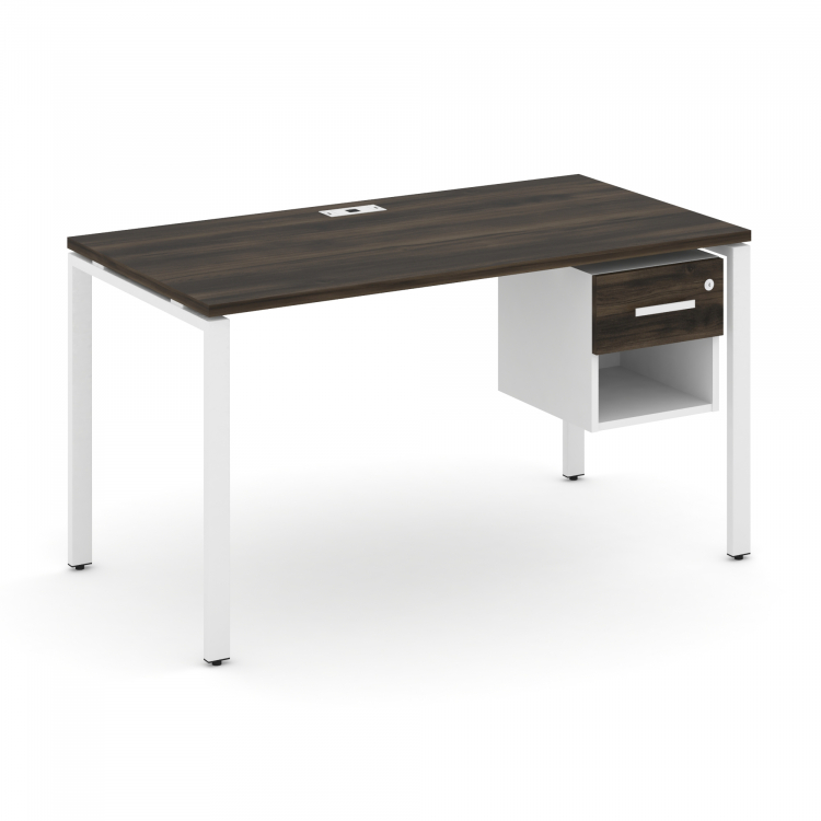 Concept Стол рабочий с подвесной тумбой 1 открытой нишей и одним ящ. CN.SP-119 W Дуб Мали/Белый Брил