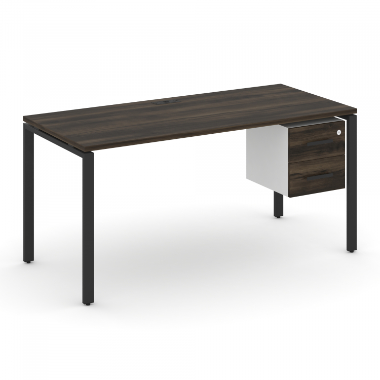 Concept Стол рабочий с подвесной тумбой с 2 ящ. CN.SP-116 B Дуб Мали/Белый Бриллиант/Металл Черный 1