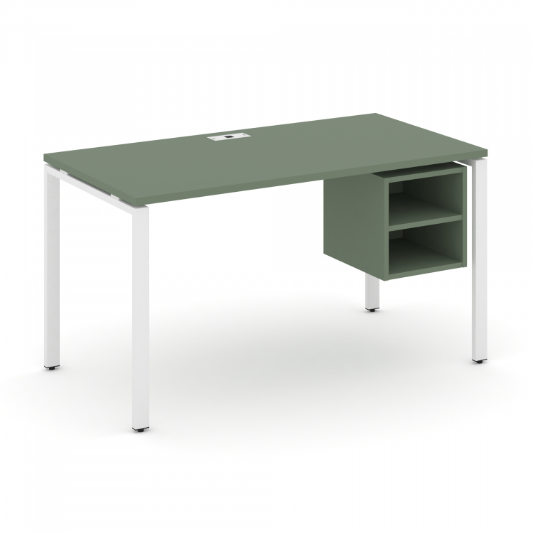 Concept Стол рабочий с подвесной тумбой с 2 открытыми нишами CN.SP-107 Кобо/Металл Белый 1380*720*75