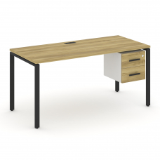 Concept Стол рабочий с подвесной тумбой с 2 ящ. CN.SP-116 B Дуб Винченцо/Белый Бриллиант/Металл Черн