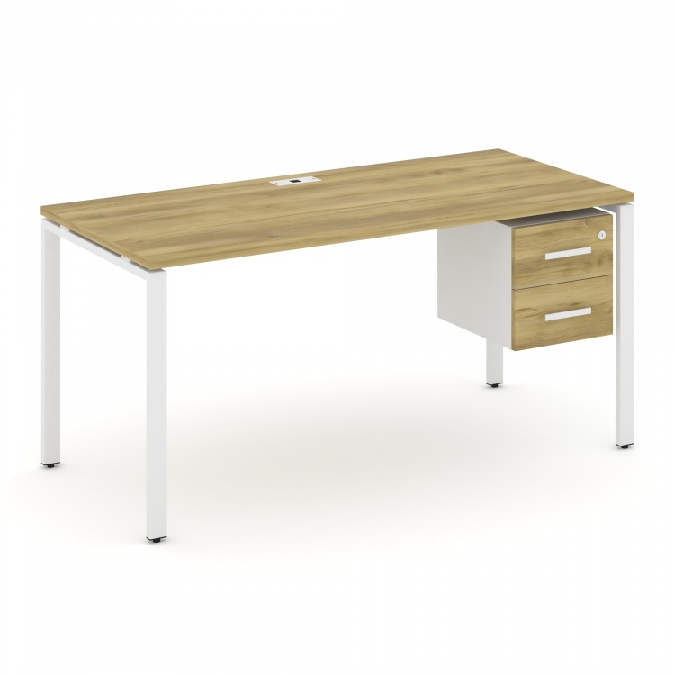 Concept Стол рабочий с подвесной тумбой с 2 ящ. CN.SP-116 W Дуб Винченцо/Белый Бриллиант/Металл Белы