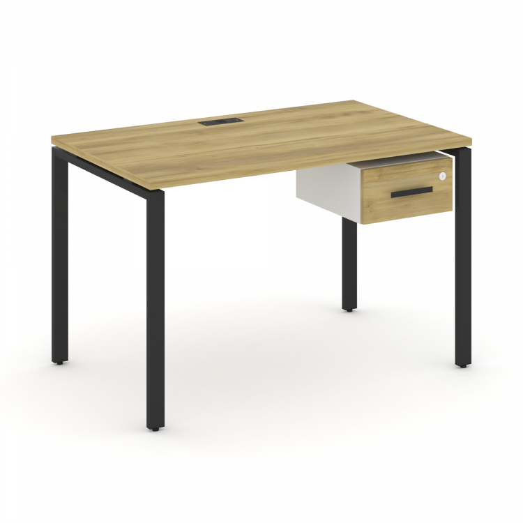 Concept Стол рабочий с подвесной тумбой с одним ящ. CN.SP-110 B Дуб Винченцо/Белый Бриллиант/Металл