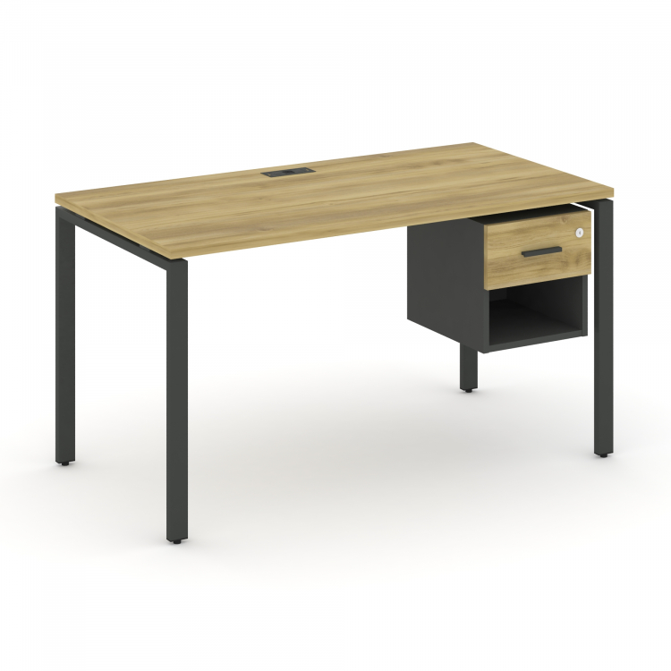 Concept Стол рабочий с подвесной тумбой 1 открытой нишей и одним ящ. CN.SP-117 A Дуб Винченцо/Антрац