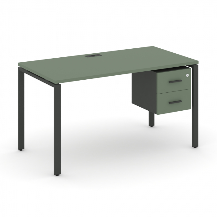 Concept Стол рабочий с подвесной тумбой с 2 ящ. CN.SP-116 A Кобо/Антрацит/Металл Антрацит 1580*720*7