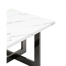 Журнальный столик Нэйтан 122*61 белый мрамор сталь темный хром