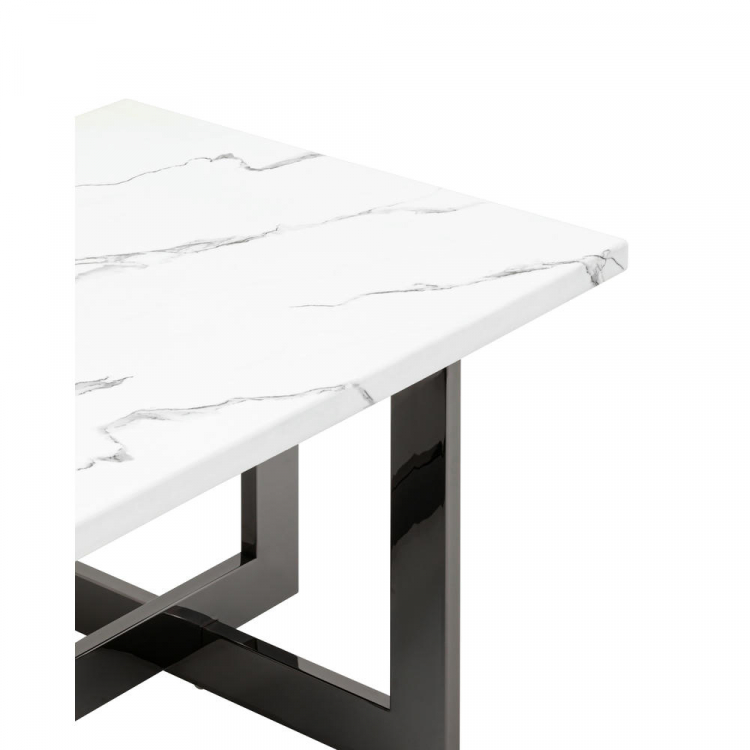Журнальный столик Нэйтан 122*61 белый мрамор сталь темный хром