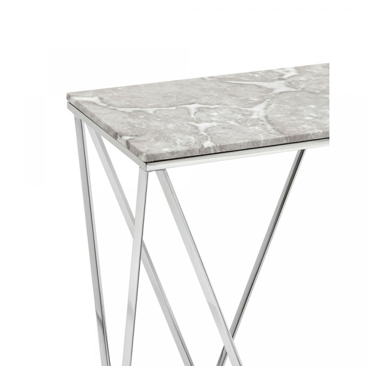 Консоль Авалон 122*41 серый мрамор сталь серебро