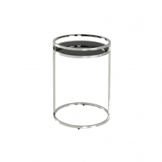 Журнальный столик Гестия 41*60см стекло черное сталь серебро