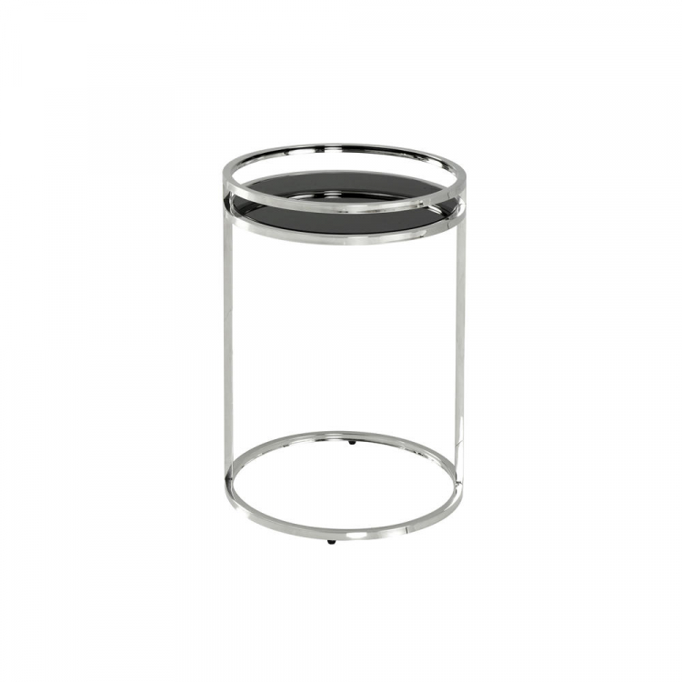 Журнальный столик Гестия 41*60см стекло черное сталь серебро