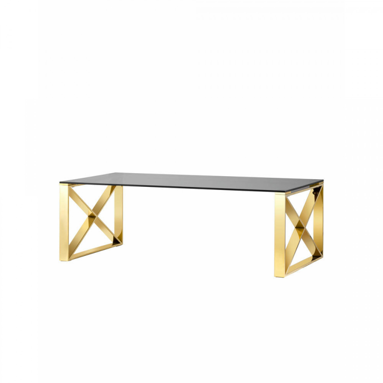 Журнальный стол 120*60 КРОСС золото стекло smoke