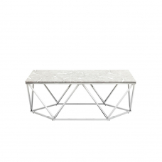 Журнальный столик Авалон 122*66 серый мрамор сталь серебро