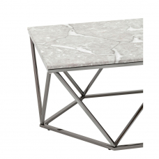 Журнальный столик Авалон 122*66 серый мрамор сталь темный хром
