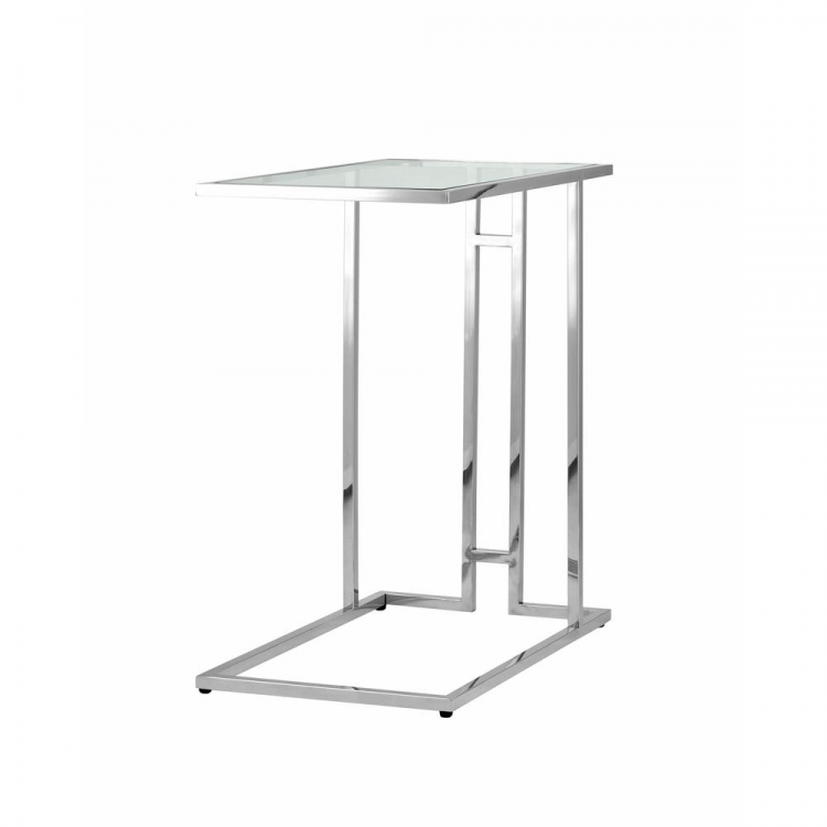 Журнальный столик 50*32 БОСТОН прозрачное стекло сталь серебро