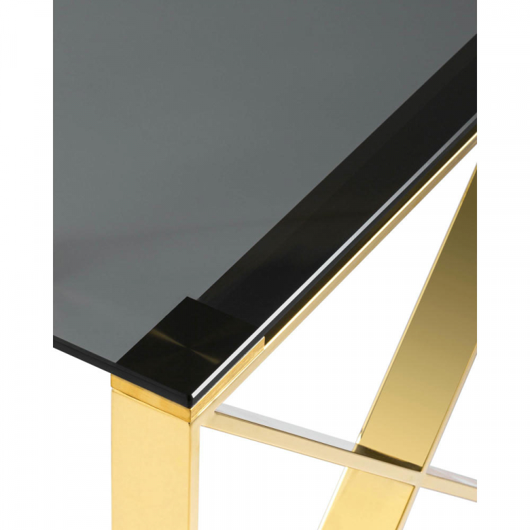 Журнальный стол 55*55 КРОСС золото стекло smoke