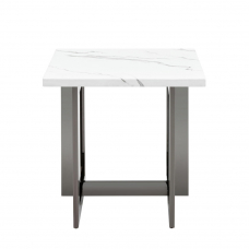 Журнальный столик Нэйтан 61*61 белый мрамор сталь темный хром