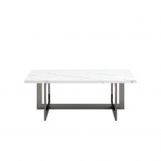 Журнальный столик Нэйтан 122*61 белый мрамор сталь темный хром