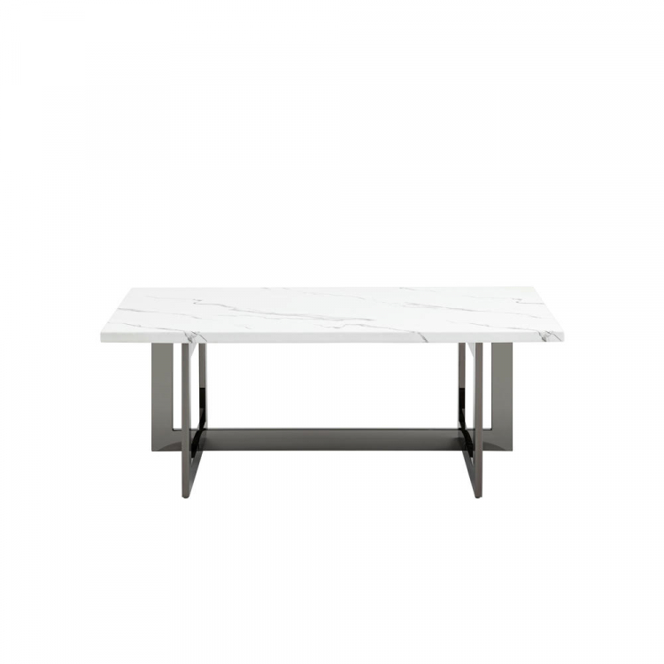Журнальный столик Нэйтан 122*61 белый мрамор сталь темный хром