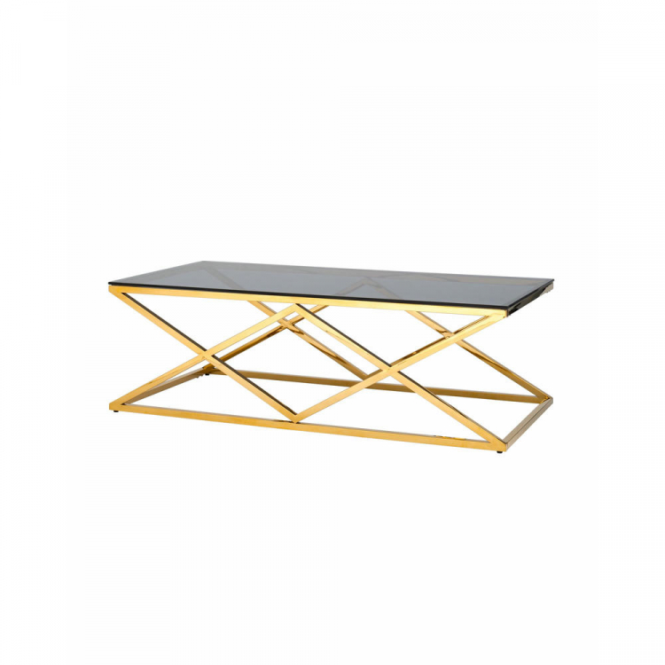 Журнальный стол 120*60 ИНСИГНИЯ золото стекло smoke