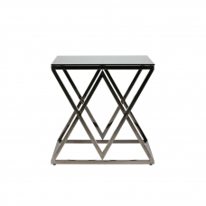 Журнальный стол 55*55 ИНСИГНИЯ сталь темный хром стекло smoke