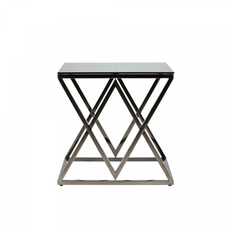 Журнальный стол 55*55 ИНСИГНИЯ сталь темный хром стекло smoke