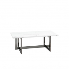 Журнальный столик Нэйтан 122*61 белый мрамор сталь темный хром