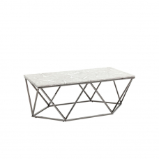 Журнальный столик Авалон 122*66 серый мрамор сталь темный хром
