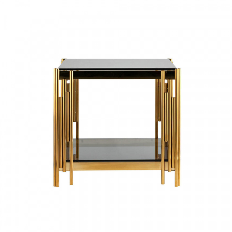 Журнальный столик 55*55 ГЭТСБИ золото стекло smoke